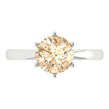 2 cttw Natural Morganite Solitaire  Engagement Ring - Solid Gold (Round Cut,8.0mm)