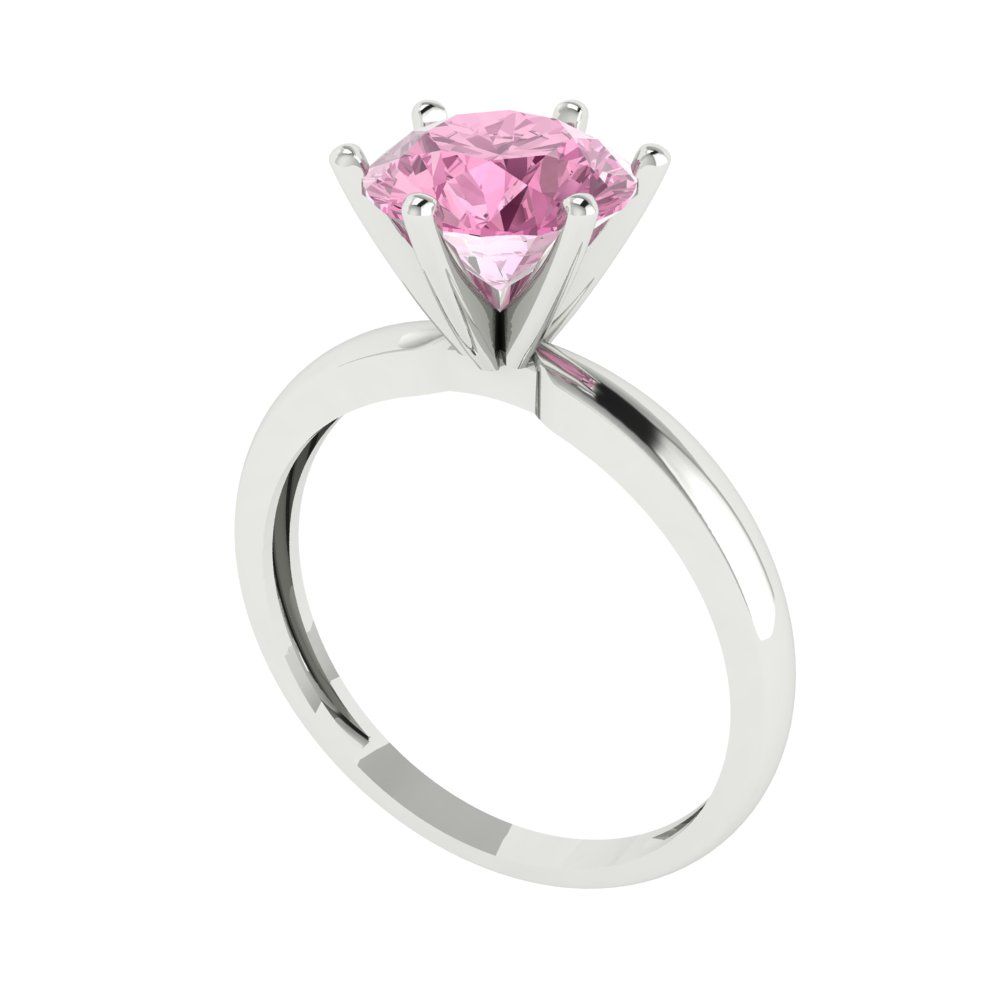 2 cttw Zirconia Simulated Pink Diamond Solitaire  Engagement Ring - Solid Gold (VVS1, Round Cut,8.0mm)