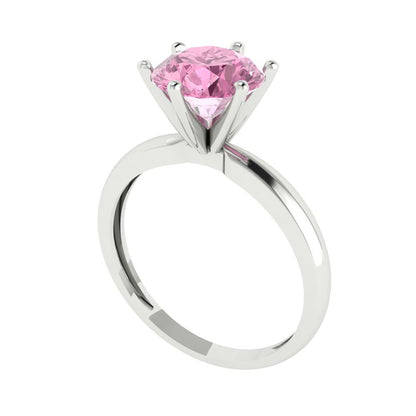 2 cttw Zirconia Simulated Pink Diamond Solitaire  Engagement Ring - Solid Gold (VVS1, Round Cut,8.0mm)