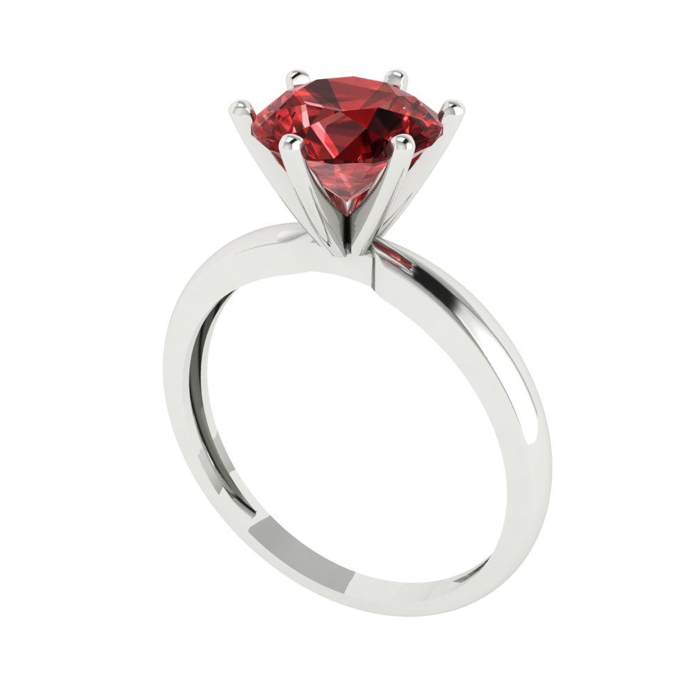 2 cttw Natural Garnet Solitaire  Engagement Ring - Solid Gold (Round Cut,8.0mm)