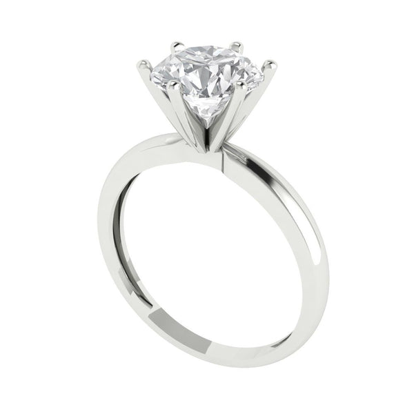 2 ct Brilliant Round Cut Genuine Cultured Diamond Stone Clarity VS1-2 Color J-K White Gold Solitaire Ring