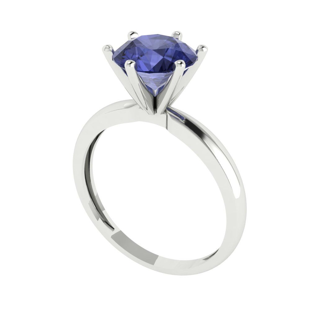 2 cttw Simulated Tanzanite Solitaire  Engagement Ring - Solid Gold (Round Cut,8.0mm)