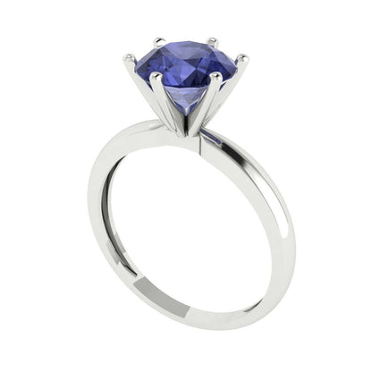 2 cttw Simulated Tanzanite Solitaire  Engagement Ring - Solid Gold (Round Cut,8.0mm)