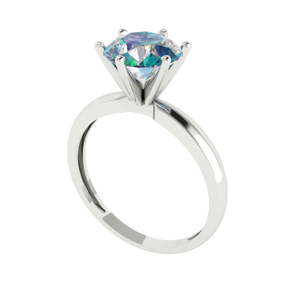 2 cttw Blue Moissanite Solitaire  Engagement Ring - Solid Gold (Round Cut,8.0mm)