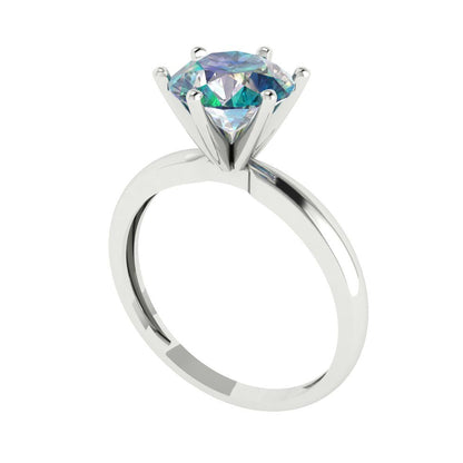 2 cttw Blue Moissanite Solitaire  Engagement Ring - Solid Gold (Round Cut,8.0mm)
