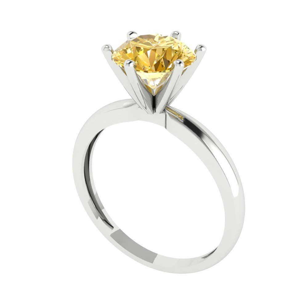 2 cttw Natural Citrine Solitaire  Engagement Ring - Solid Gold (Round Cut,8.0mm)