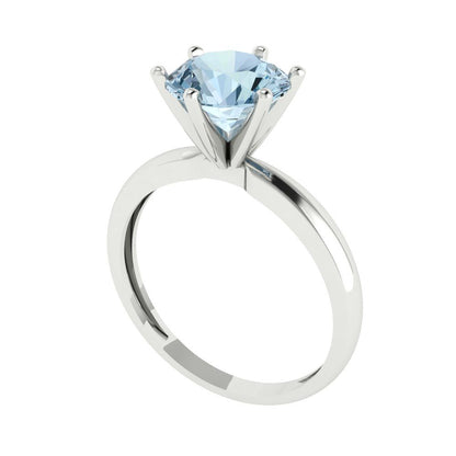 2 cttw Natural Sky Blue Topaz Solitaire  Engagement Ring - Solid Gold (Round Cut,8.0mm)