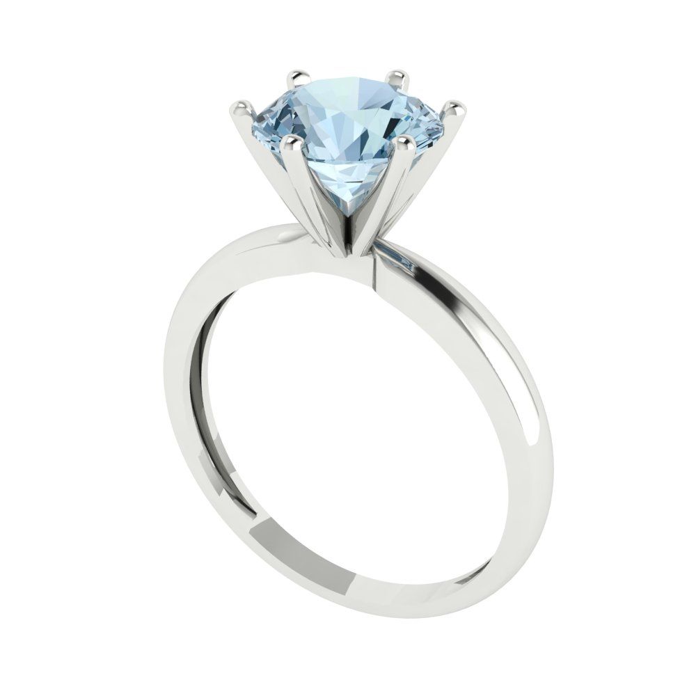 2 cttw Natural Aquamarine Solitaire  Engagement Ring - Solid Gold (Round Cut,8.0mm)