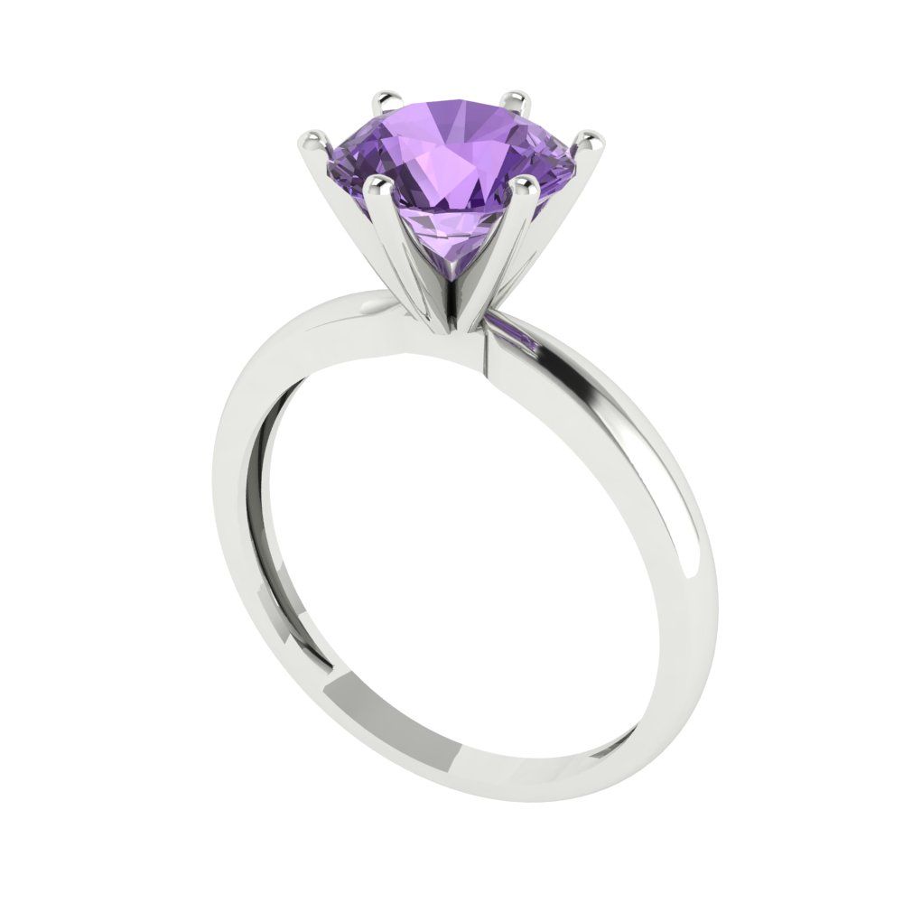 2 cttw Simulated Alexandrite Solitaire  Engagement Ring - Solid Gold (Round Cut,8.0mm)