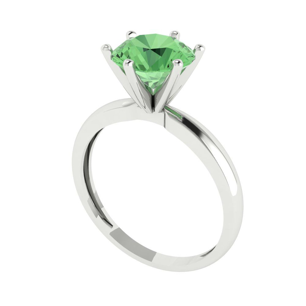2 cttw Zirconia Simulated Green Diamond Solitaire  Engagement Ring - Solid Gold (VVS1, Round Cut,8.0mm)
