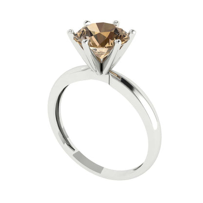 2 cttw Zirconia Simulated Champagne Diamond Solitaire  Engagement Ring - Solid Gold (VVS1, Round Cut,8.0mm)