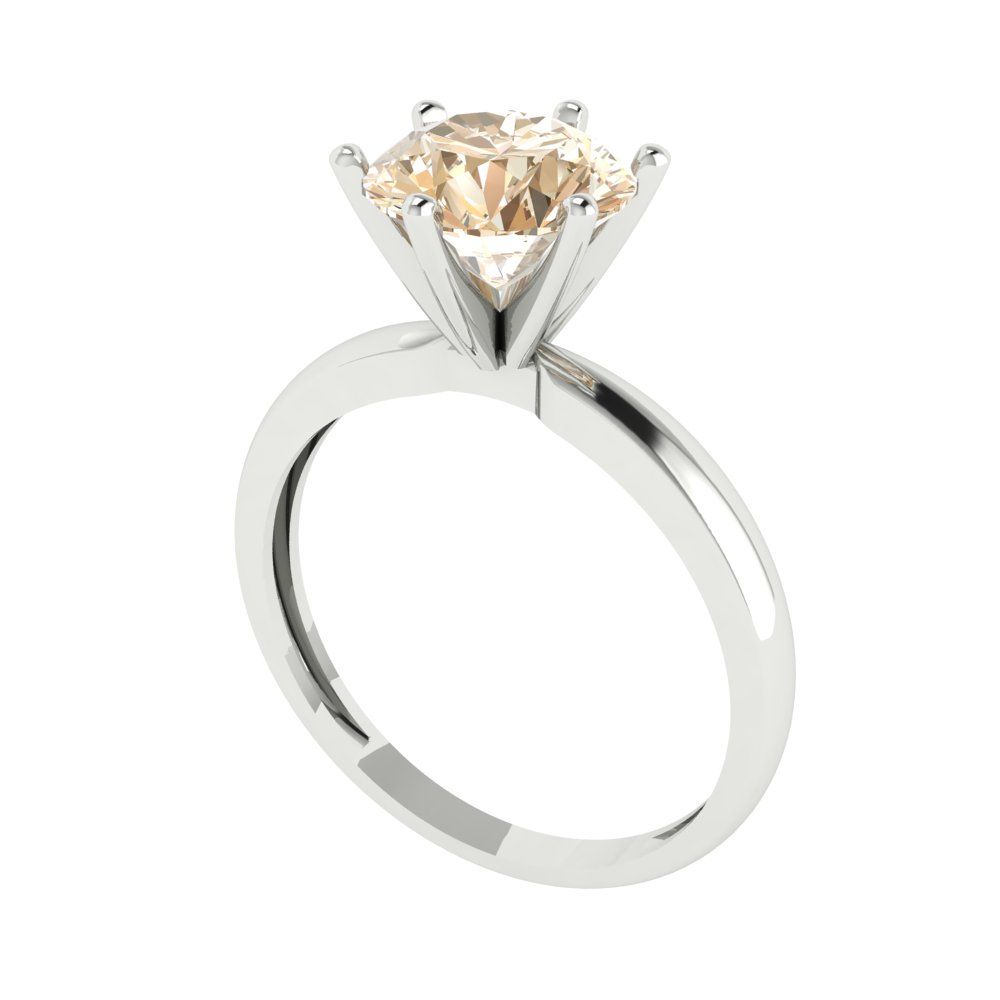 2 cttw Natural Morganite Solitaire  Engagement Ring - Solid Gold (Round Cut,8.0mm)