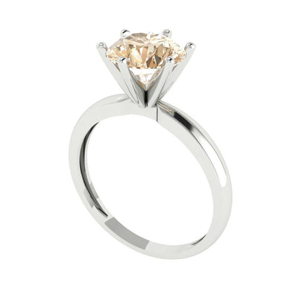 2 cttw Natural Morganite Solitaire  Engagement Ring - Solid Gold (Round Cut,8.0mm)