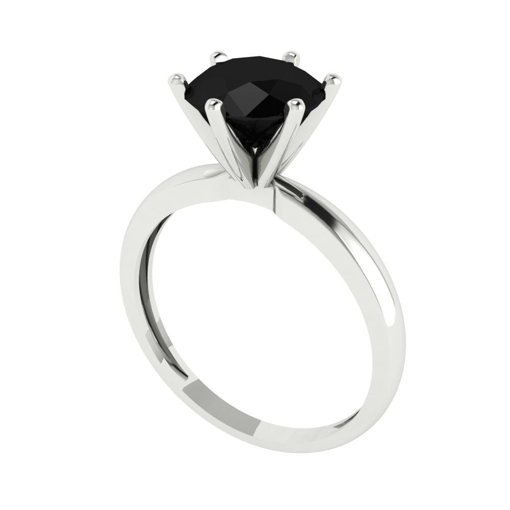 2 cttw Natural Onyx Solitaire  Engagement Ring - Solid Gold (Round Cut,8.0mm)