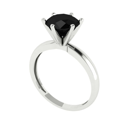 2 cttw Natural Onyx Solitaire  Engagement Ring - Solid Gold (Round Cut,8.0mm)