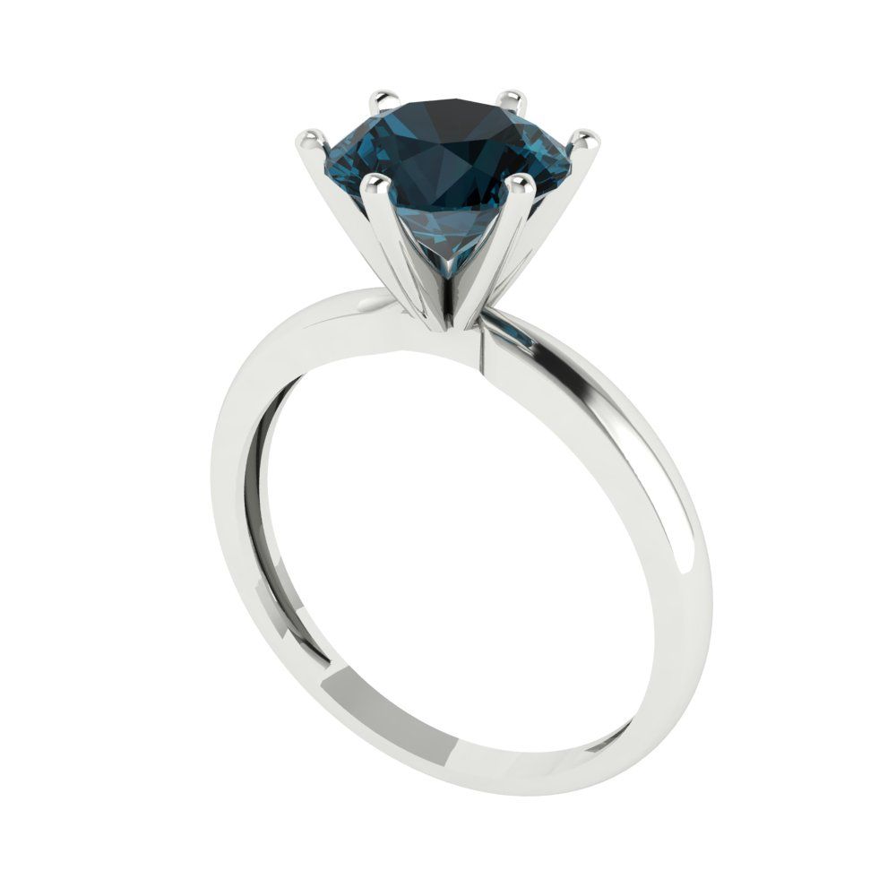 2 cttw Natural London Blue Topaz Solitaire  Engagement Ring - Solid Gold (Round Cut,8.0mm)