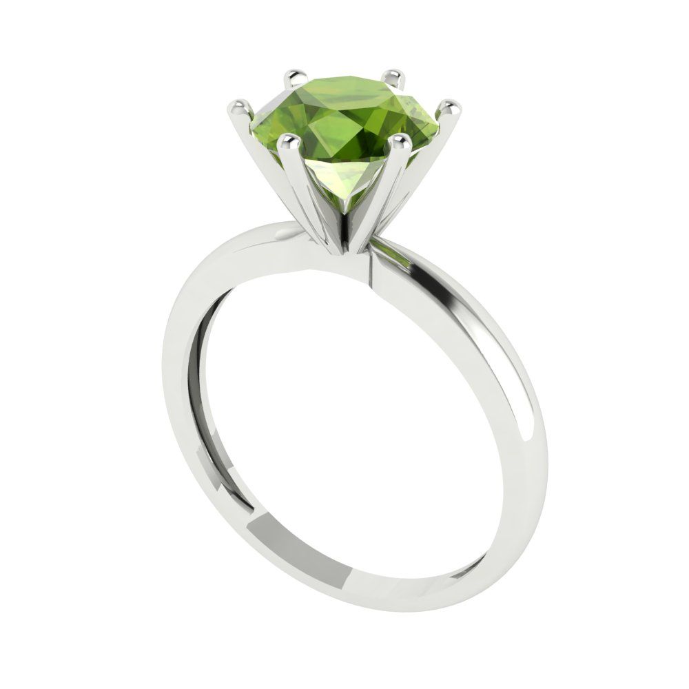 2 cttw Natural Peridot Solitaire  Engagement Ring - Solid Gold (Round Cut,8.0mm)
