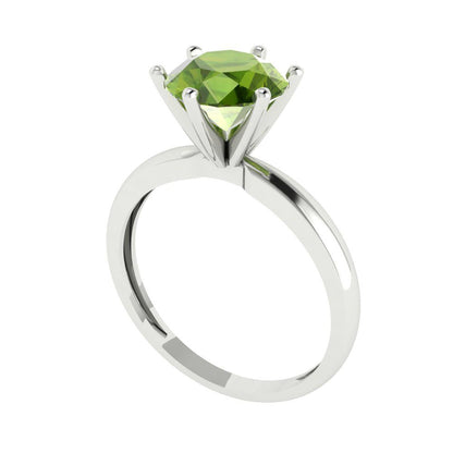 2 cttw Natural Peridot Solitaire  Engagement Ring - Solid Gold (Round Cut,8.0mm)