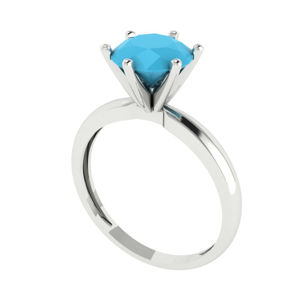 2 cttw Simulated Turquoise Solitaire  Engagement Ring - Solid Gold (Round Cut,8.0mm)