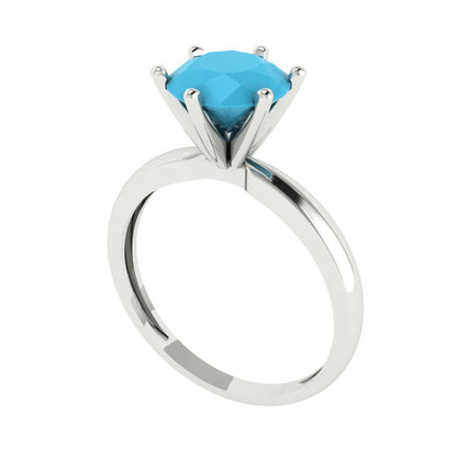 2 cttw Simulated Turquoise Solitaire  Engagement Ring - Solid Gold (Round Cut,8.0mm)