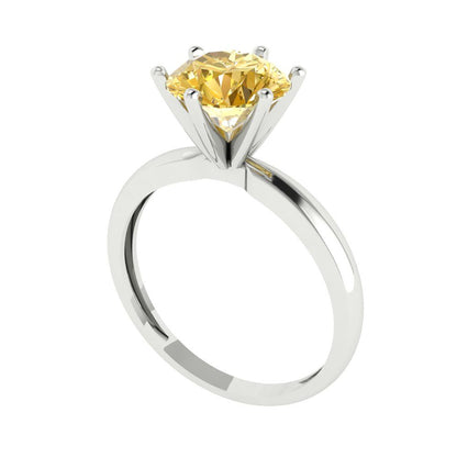 2 cttw Yellow Moissanite Solitaire  Engagement Ring - Solid Gold (Round Cut,8.0mm)