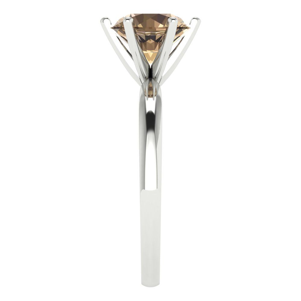 2 cttw Zirconia Simulated Champagne Diamond Solitaire  Engagement Ring - Solid Gold (VVS1, Round Cut,8.0mm)