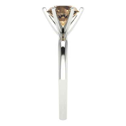 2 cttw Zirconia Simulated Champagne Diamond Solitaire  Engagement Ring - Solid Gold (VVS1, Round Cut,8.0mm)