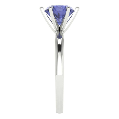 2 cttw Simulated Tanzanite Solitaire  Engagement Ring - Solid Gold (Round Cut,8.0mm)