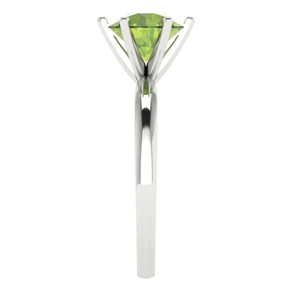 2 cttw Natural Peridot Solitaire  Engagement Ring - Solid Gold (Round Cut,8.0mm)