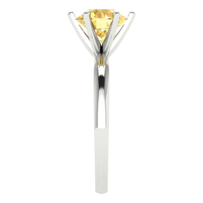 2 cttw Zirconia Simulated Yellow Diamond Solitaire  Engagement Ring - Solid Gold (VVS1, Round Cut,8.0mm)