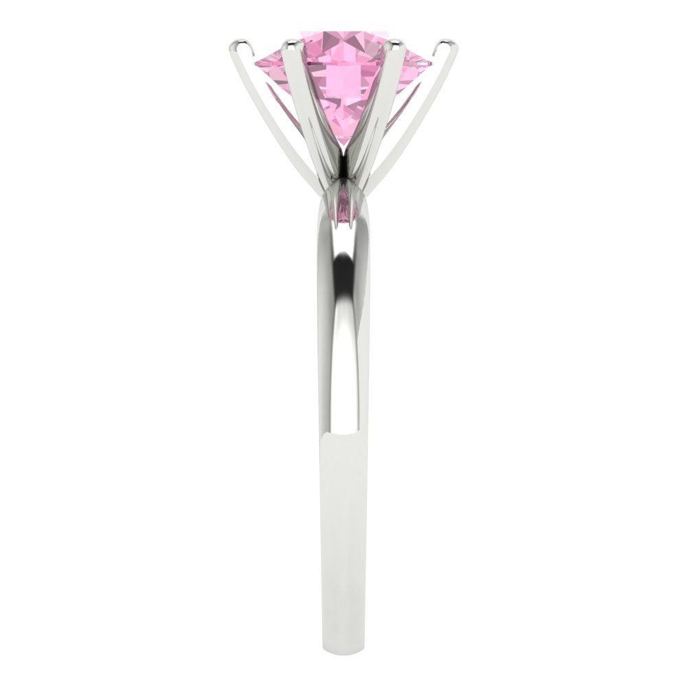 2 cttw Zirconia Simulated Pink Diamond Solitaire  Engagement Ring - Solid Gold (VVS1, Round Cut,8.0mm)