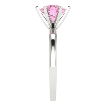 2 cttw Zirconia Simulated Pink Diamond Solitaire  Engagement Ring - Solid Gold (VVS1, Round Cut,8.0mm)