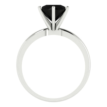 2 cttw Natural Onyx Solitaire  Engagement Ring - Solid Gold (Round Cut,8.0mm)