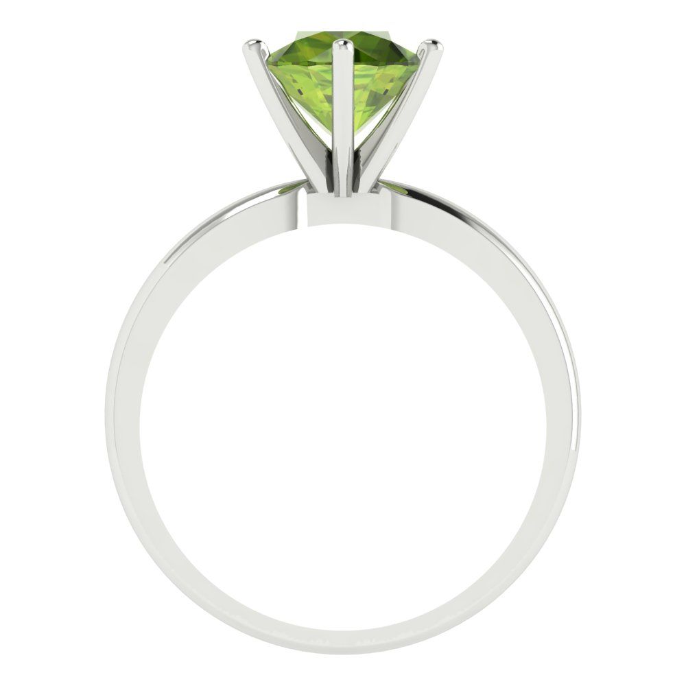 2 cttw Natural Peridot Solitaire  Engagement Ring - Solid Gold (Round Cut,8.0mm)