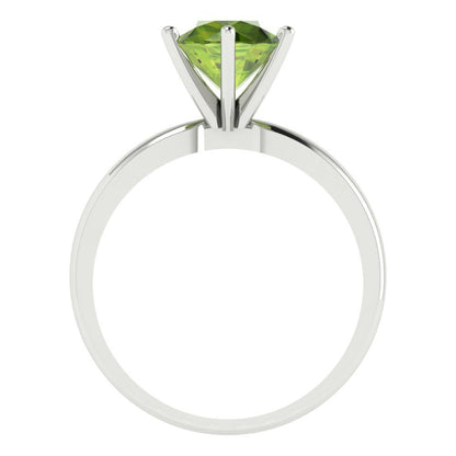 2 cttw Natural Peridot Solitaire  Engagement Ring - Solid Gold (Round Cut,8.0mm)