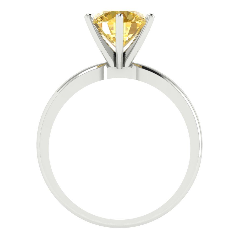 2 cttw Zirconia Simulated Yellow Diamond Solitaire  Engagement Ring - Solid Gold (VVS1, Round Cut,8.0mm)
