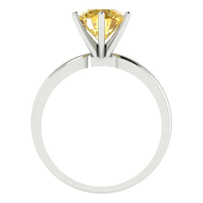 2 cttw Zirconia Simulated Yellow Diamond Solitaire  Engagement Ring - Solid Gold (VVS1, Round Cut,8.0mm)