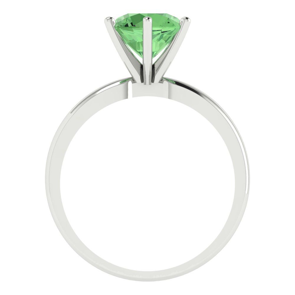 2 cttw Zirconia Simulated Green Diamond Solitaire  Engagement Ring - Solid Gold (VVS1, Round Cut,8.0mm)