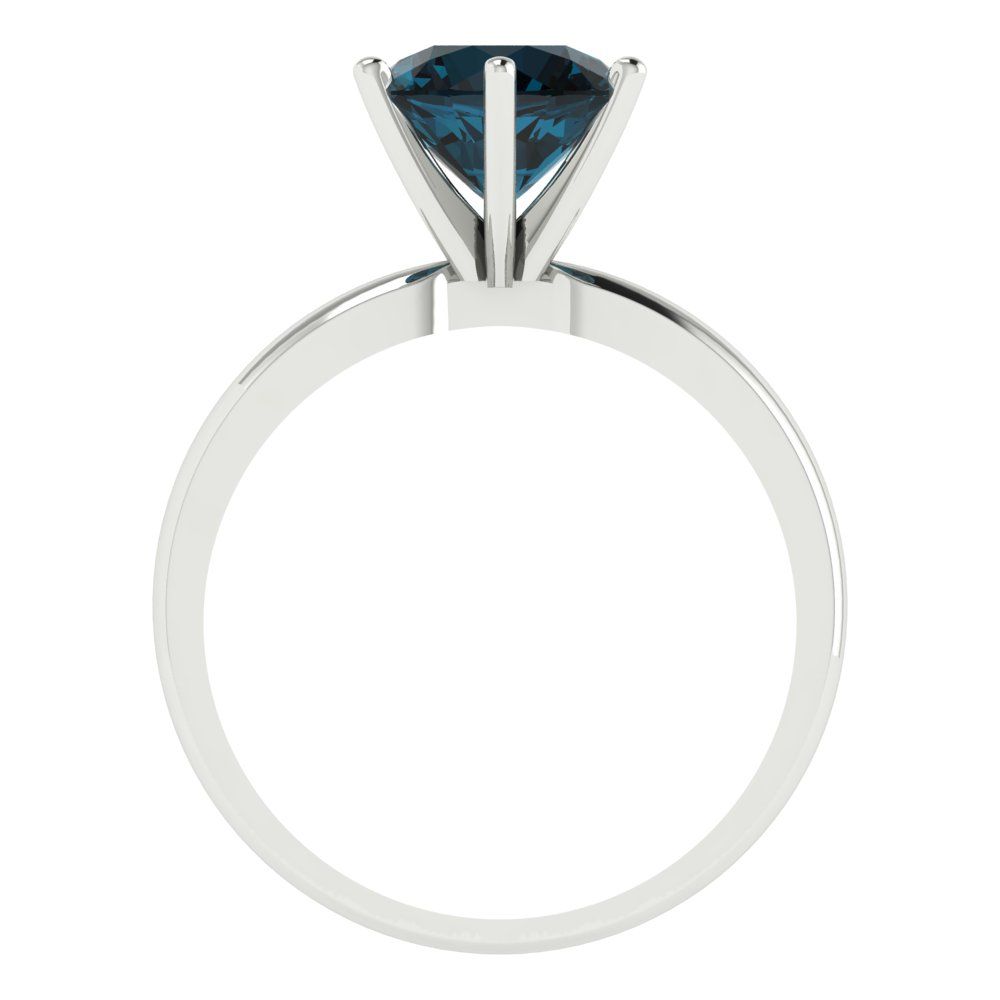 2 cttw Natural London Blue Topaz Solitaire  Engagement Ring - Solid Gold (Round Cut,8.0mm)