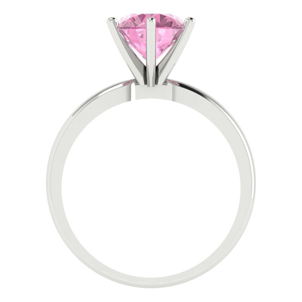2 cttw Zirconia Simulated Pink Diamond Solitaire  Engagement Ring - Solid Gold (VVS1, Round Cut,8.0mm)