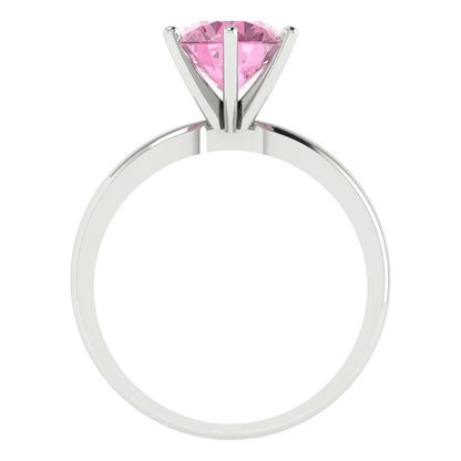 2 cttw Zirconia Simulated Pink Diamond Solitaire  Engagement Ring - Solid Gold (VVS1, Round Cut,8.0mm)
