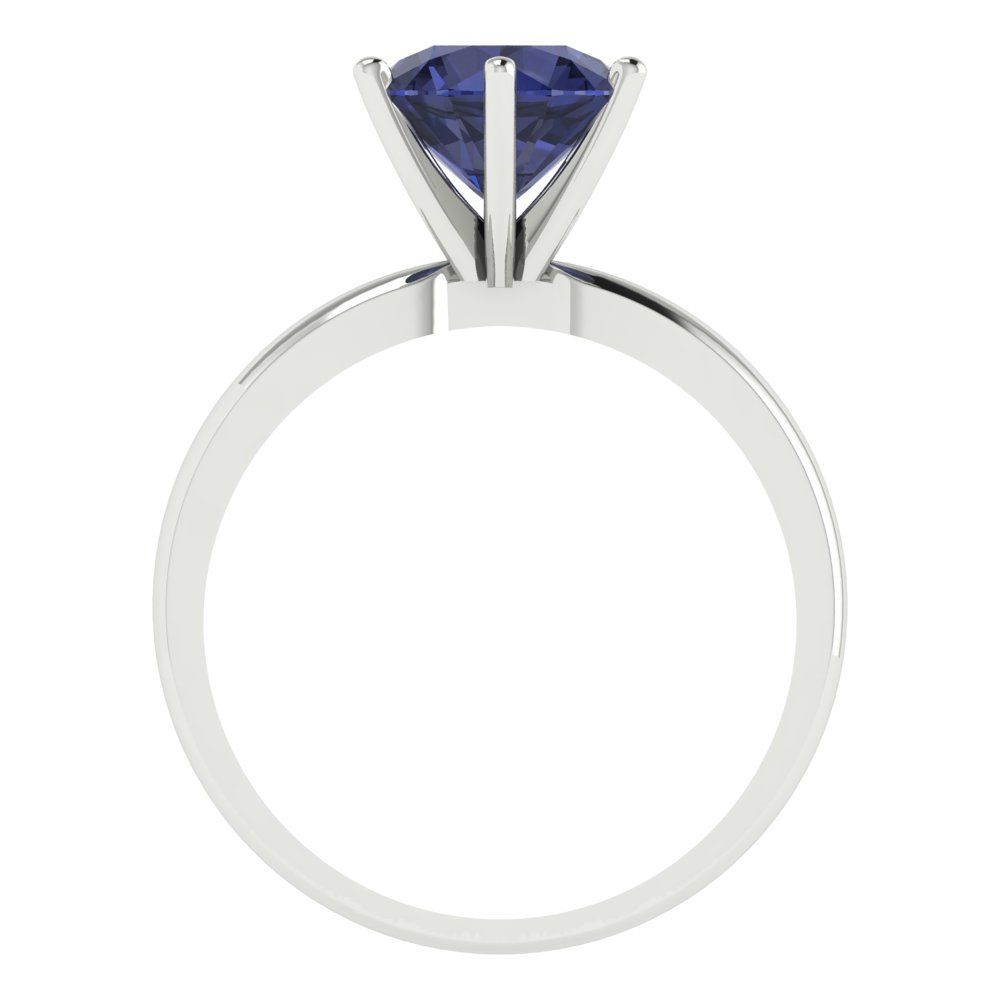 2 cttw Simulated Blue Sapphire Solitaire  Engagement Ring - Solid Gold (Round Cut,8.0mm)