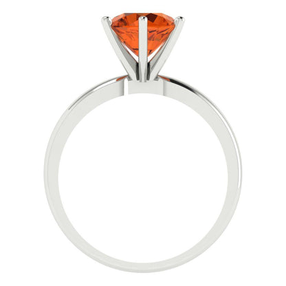 2 cttw Simulated Ruby Solitaire  Engagement Ring - Solid White Gold (VVS1, Round Cut,8.0mm)