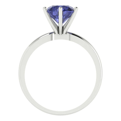 2 cttw Simulated Tanzanite Solitaire  Engagement Ring - Solid Gold (Round Cut,8.0mm)