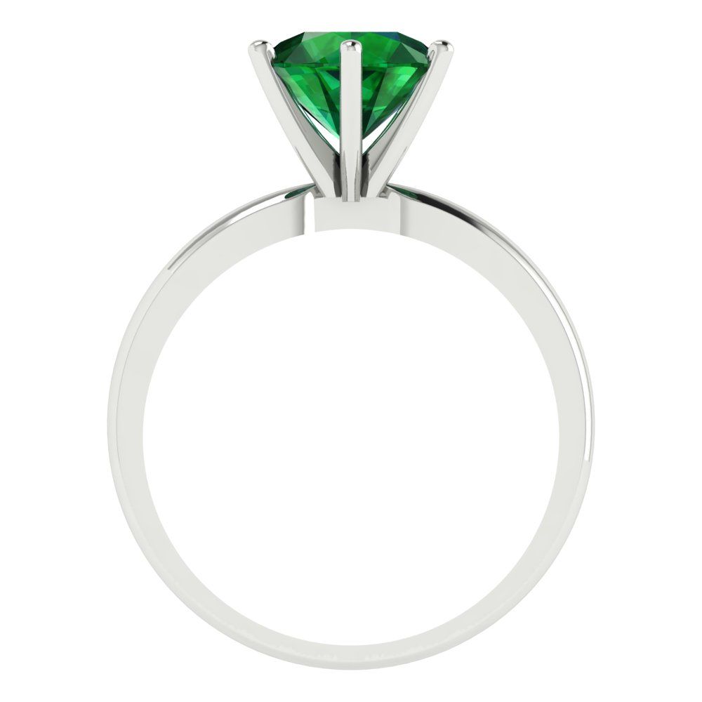 2 cttw Simulated Emerald Solitaire  Engagement Ring - Solid Gold (Round Cut,8.0mm)