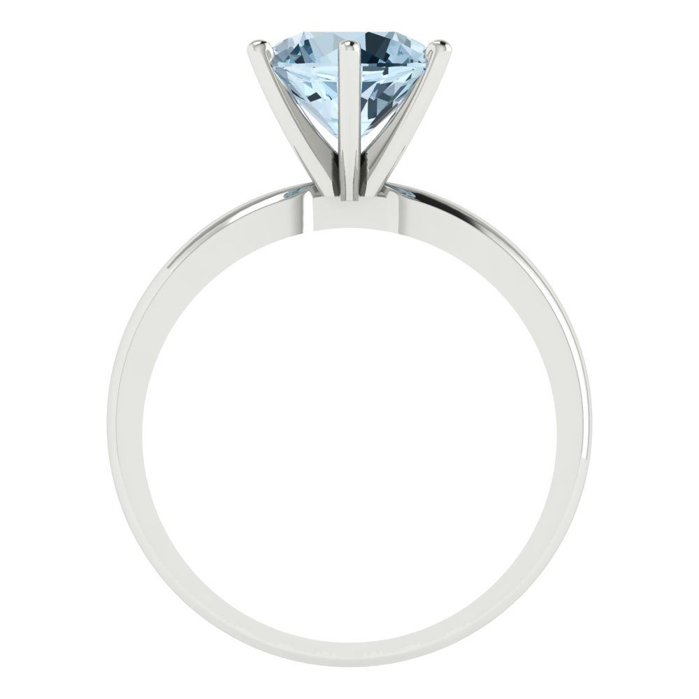 2 cttw Natural Aquamarine Solitaire  Engagement Ring - Solid Gold (Round Cut,8.0mm)