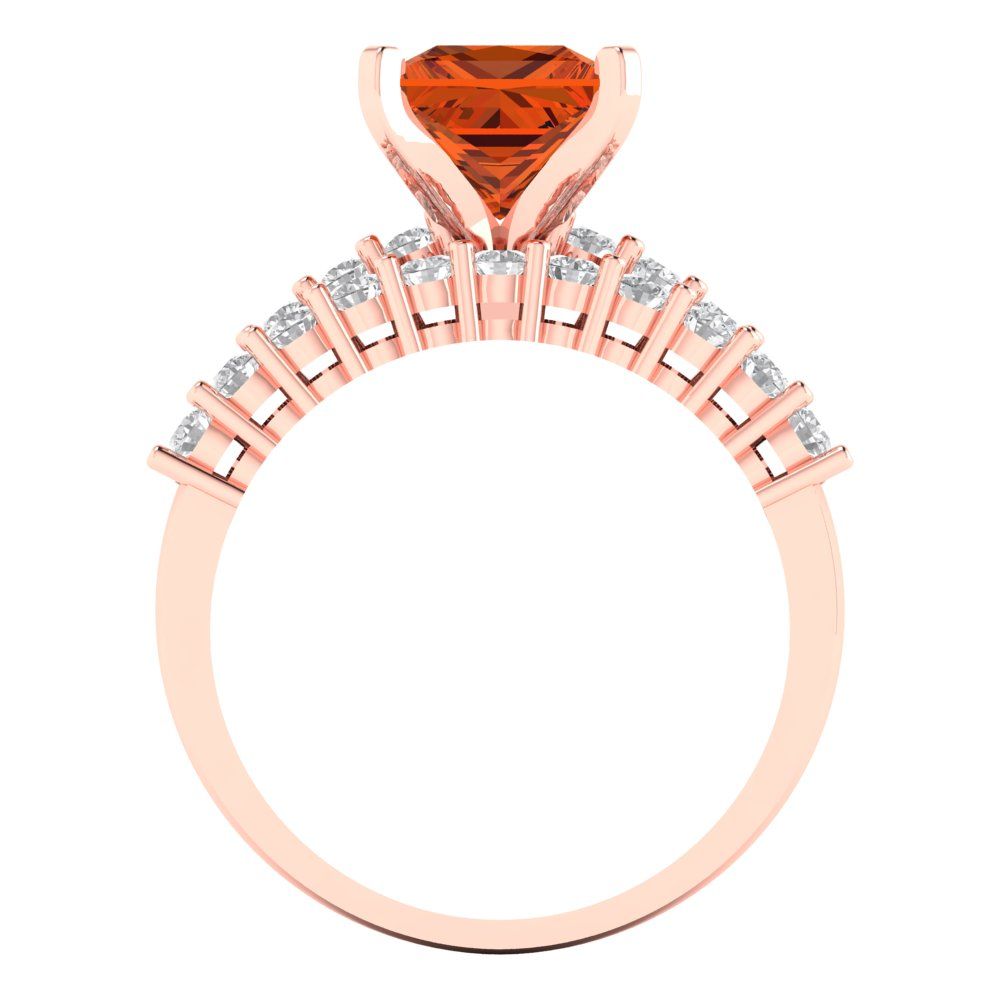 2.63 cttw Princess Cut Simulated Pink Tourmaline Bridal Set - Solid Rose Gold Engagement Ring & Wedding Band