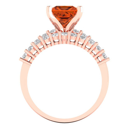 2.63 cttw Princess Cut Simulated Pink Tourmaline Bridal Set - Solid Rose Gold Engagement Ring & Wedding Band