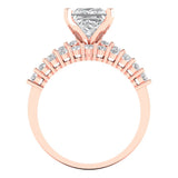 2.66 ct Brilliant Princess Cut Natural Diamond Stone Clarity SI1-2 Color G-H Rose Gold Solitaire with Accents Bridal Set