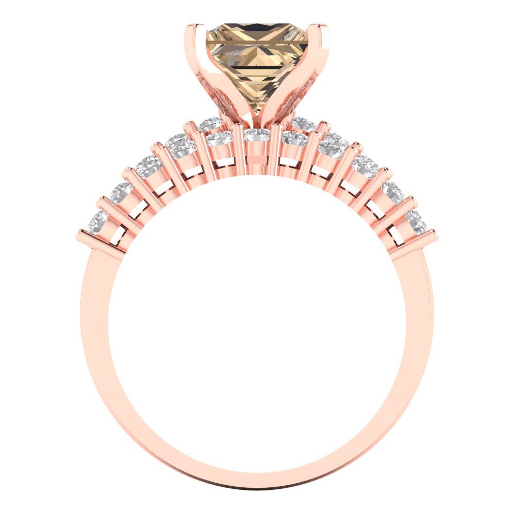 2.63 cttw Princess Cut Yellow Moissanite Bridal Set - Solid Rose Gold Engagement Ring & Wedding Band